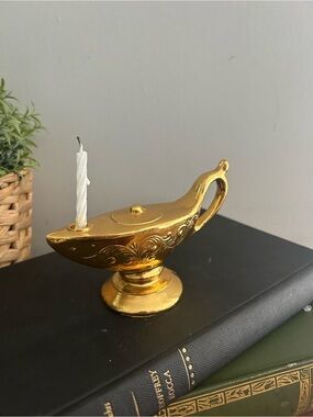 Vintage Brass Aladdin Lamp Candle Holders Candlesticks Genie